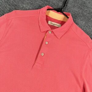 Tommy Bahama Polo Shirt Mens Large Pink Short Sleeve Casual Golf Comfort Beach